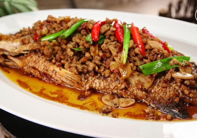 Dry-Braised Fish With Pork in Spicy Sauce