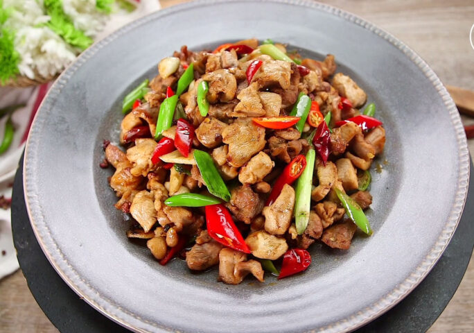 Spicy Dry-Fried Chicken With Hot Peppers