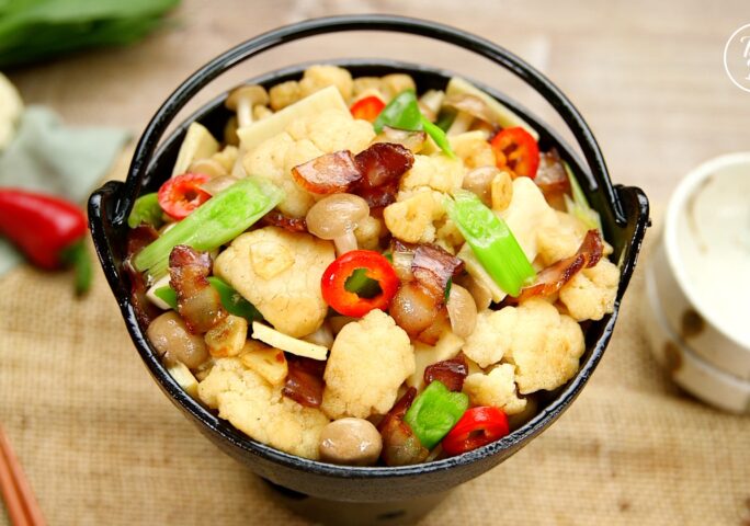 Sautéed Chinese Bacon and Cauliflower