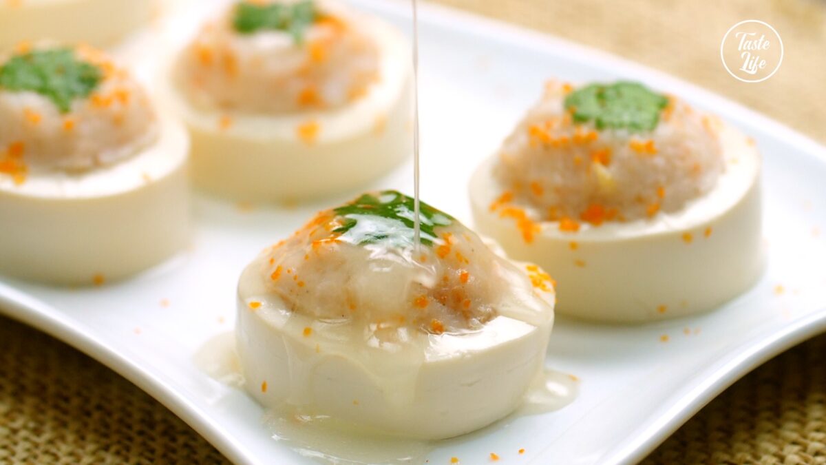 Steam Stuffed Tofu with Shrimp bacon bass breakfast Taste Life