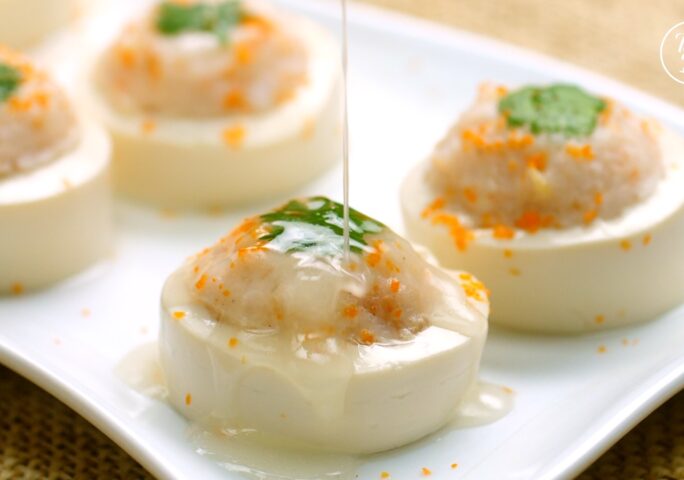 Steam Stuffed Tofu with Shrimp