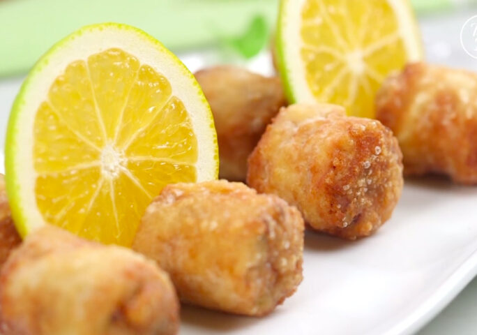 Fried Pork Nugget with Stuffed Asian Pear