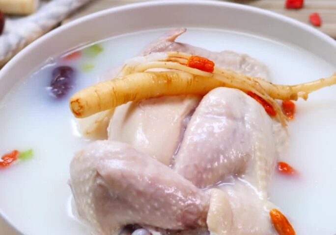 Healthy and Nutritious Ginseng Chicken Soup (Samgyetang)