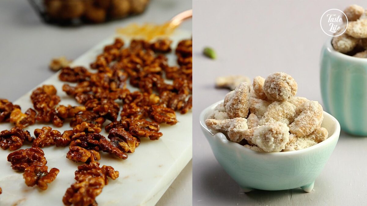 Sugar Coated Cashew Nuts and Walnuts cake recipe chocolate cake