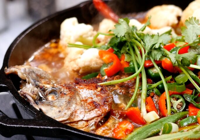 Braised Whole Fish With Veggies