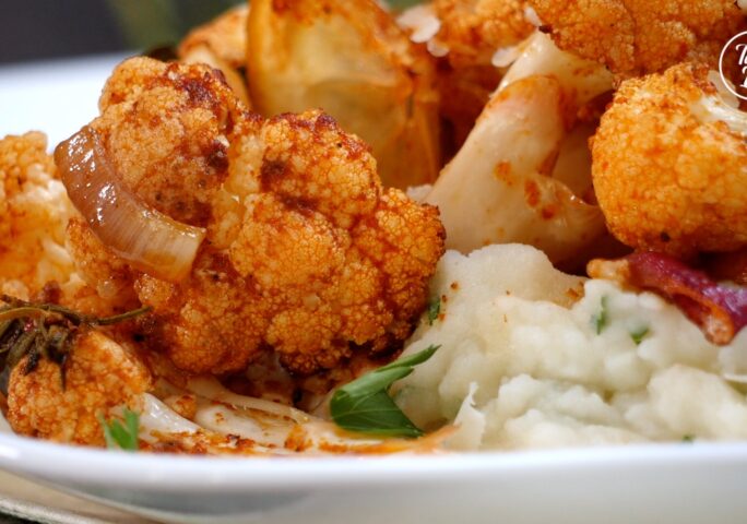 Spiced Roasted Cauliflower with Mashed Potatoes