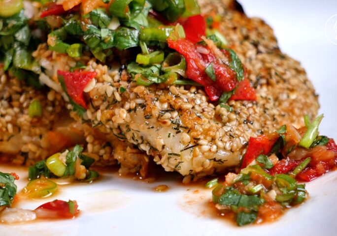 Sesame-Crusted Fish With Chili Sauce