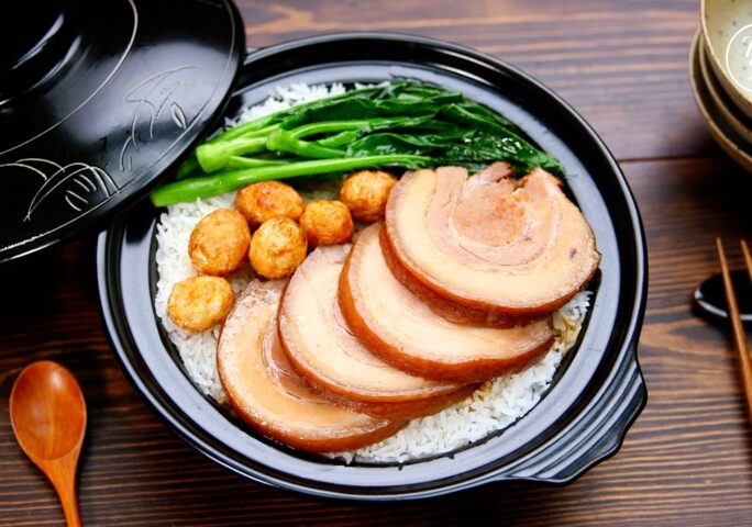 Braised Pork Belly Over Clay Pot Rice