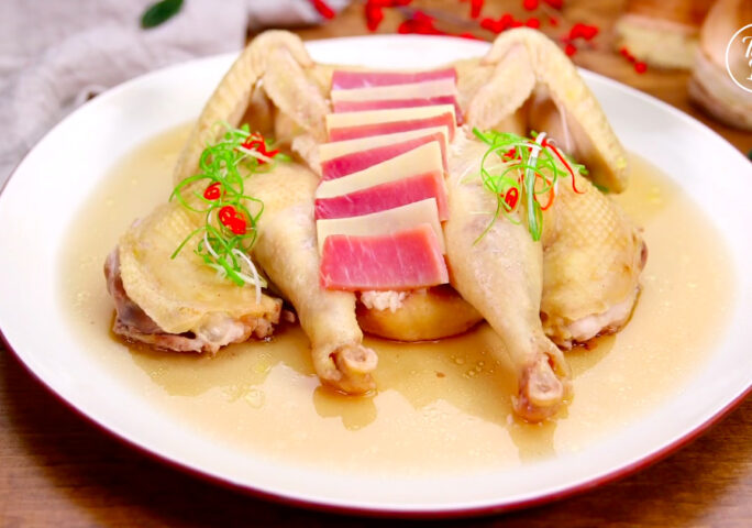 Steamed Chicken With Bamboo Shoots And Ham