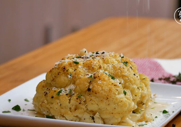 Whole Roasted Cauliflower With Butter Sauce