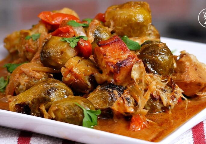 Cheesy Brussels Sprout and Tuna Bake
