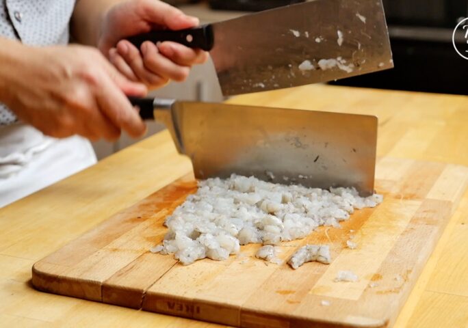 [Minced shrimp] Step 1