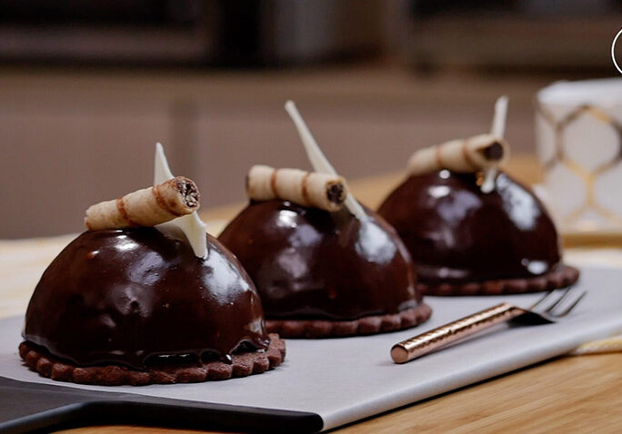 Mini Chocolate Dome Cakes with Mirror Glaze