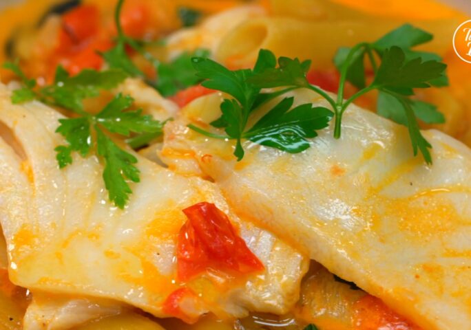 One-Pot Penne and Cod in Creamy Tomato Sauce