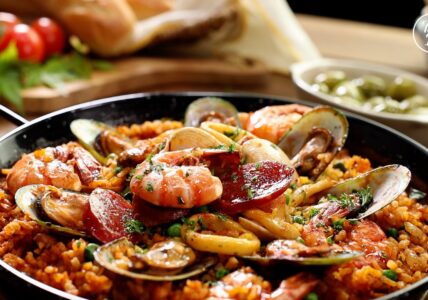 Easy Oven Baked Paella With Shellfish and Chorizo