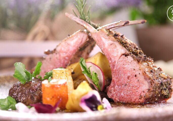 Herb Marinated French Rack of Lamb oven Roasted