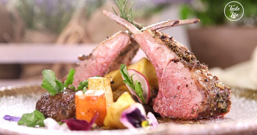 Herb Marinated French Rack of Lamb oven Roasted