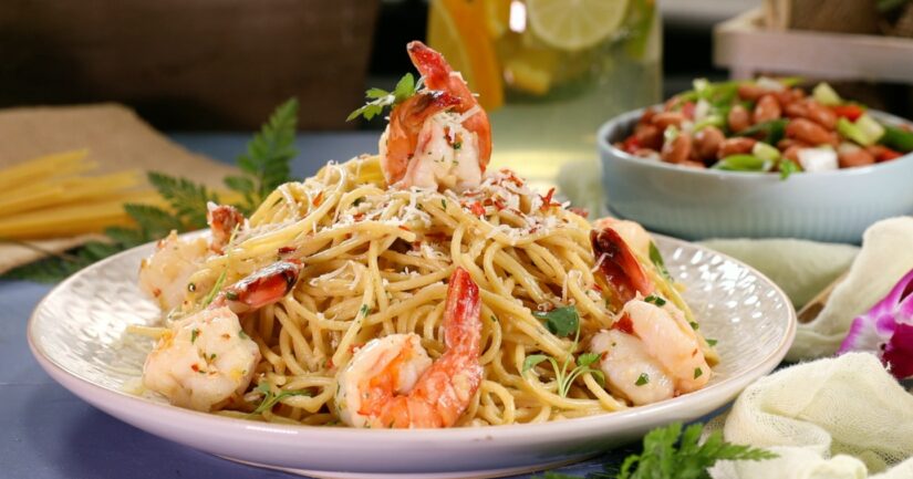 Prawn and Spaghetti in a White Wine Butter Sauce