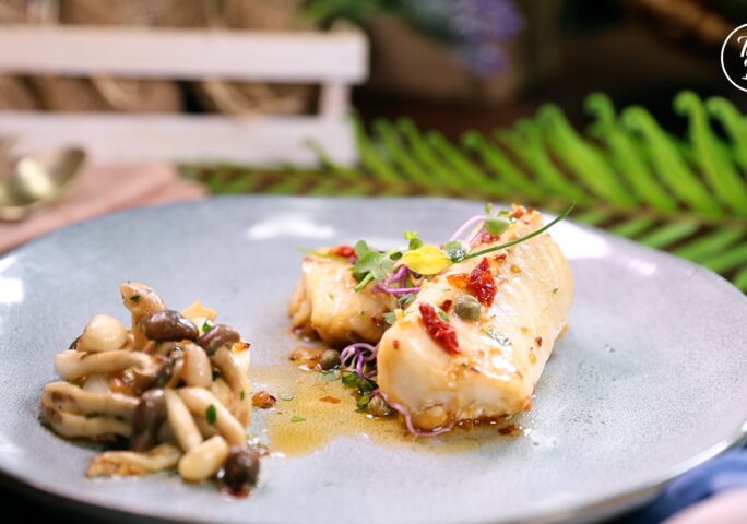 Cod Fish With Sun-Dried Tomatoes and Caper Sauce