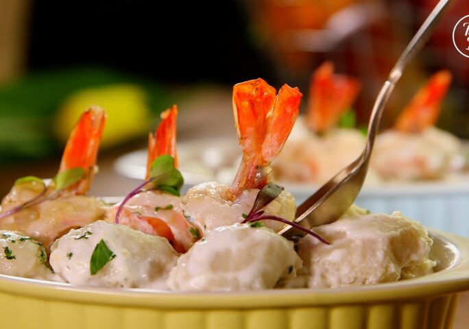 Shrimp With Gnocchi In Cream Sauce