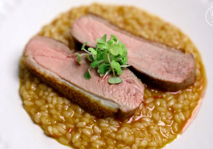 Asian Risotto With Salt Dry Duck Breast
