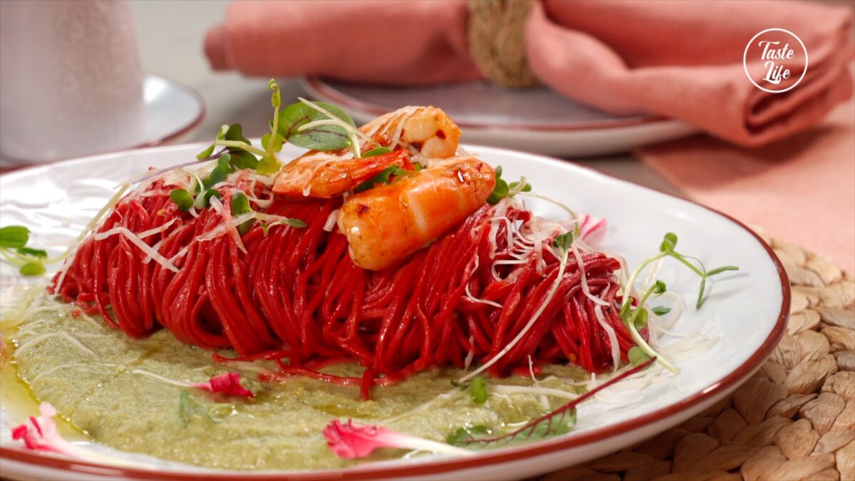 Beet Pasta With Parmesan Broccoli Sauce | dinner ideas | dinner recipes | easy dinner ideas | Taste Life