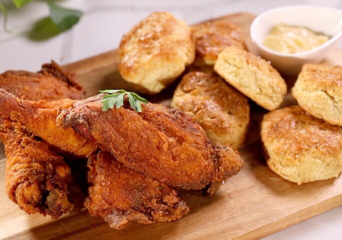 Cajun Spiced Fried Chicken With Honey Butter Biscuits