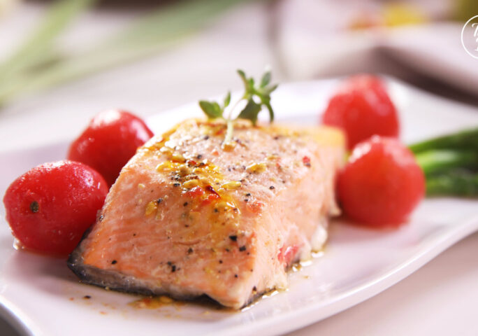 Salmon in Pappiotte With Asparagus Cherry Tomatoes
