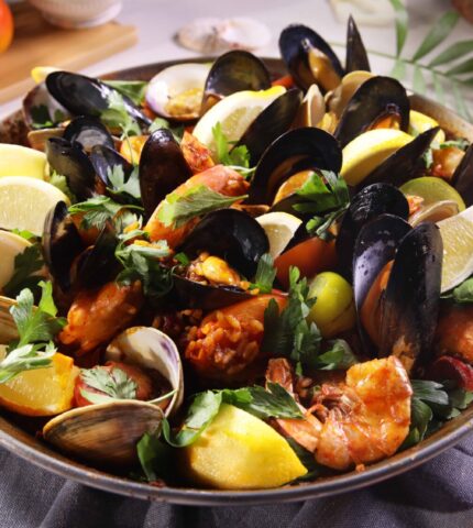 Paella: Seafood-and-Chicken with Chorizo