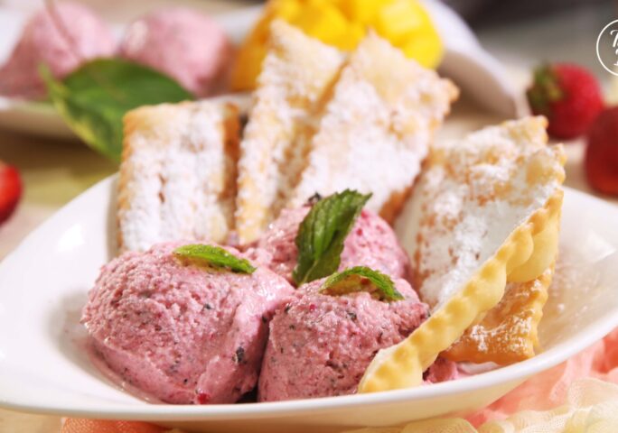 Strawberry Basil Gelato With Italian Carnival Frappe