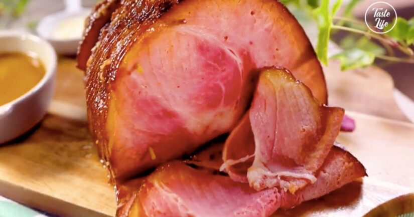 Honey Mustard Baked Ham With Homemade Dinner Rolls