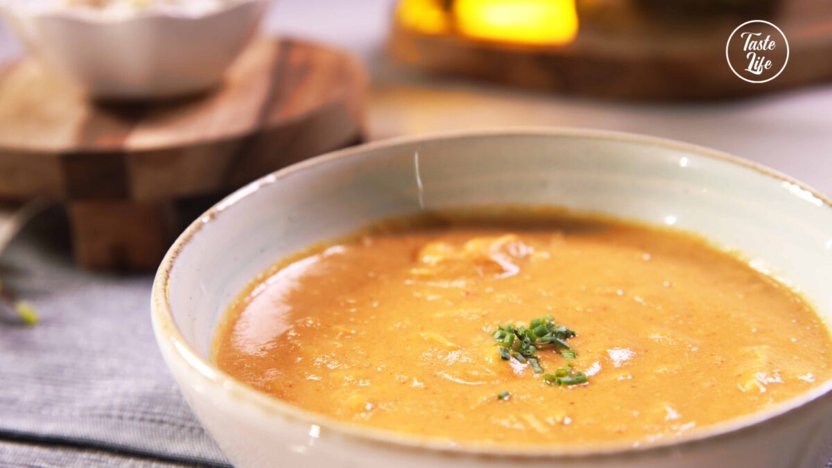 Lower Calorie Crab Bisque With Garlic Croutons bacon breakfast