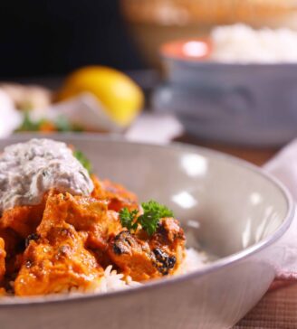 Butter Chicken With Raita and Steamed Rice