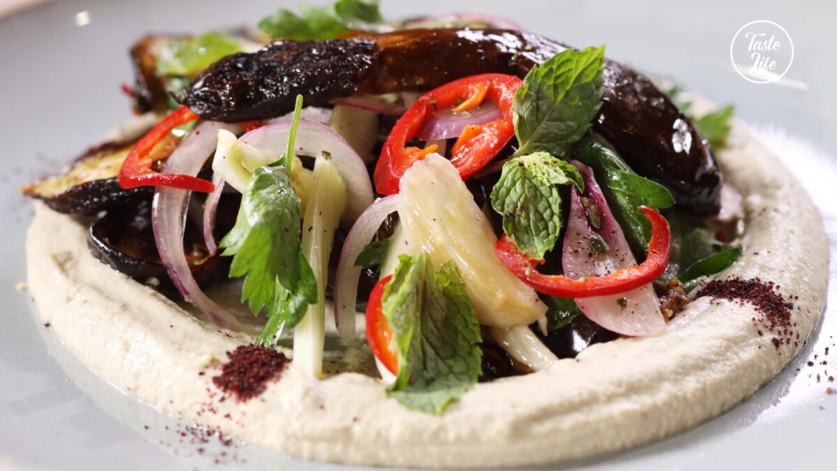Roasted Eggplant Over Baba Ganoush | cooking | dinner | dinner ideas | Taste Life