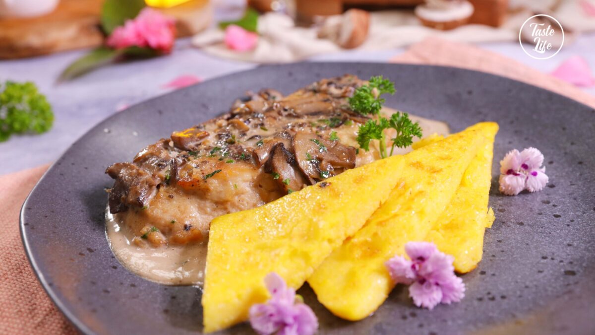 Chicken Marsala with Seared Polenta chicken chicken recipe fried