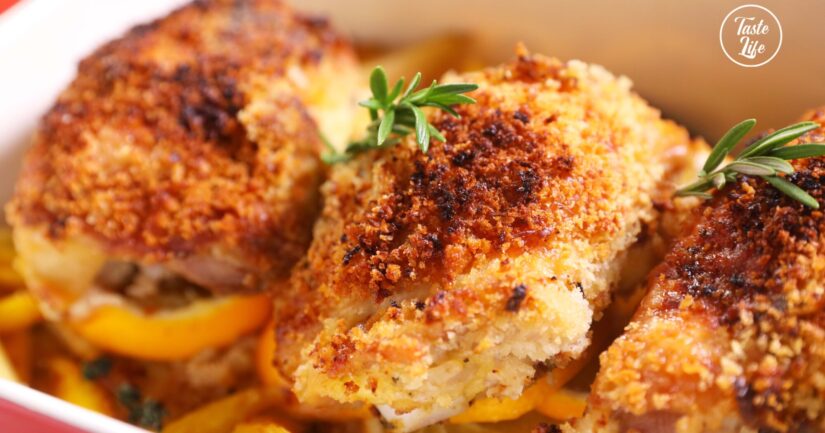 Panko Herb and Dijon Roasted Chicken