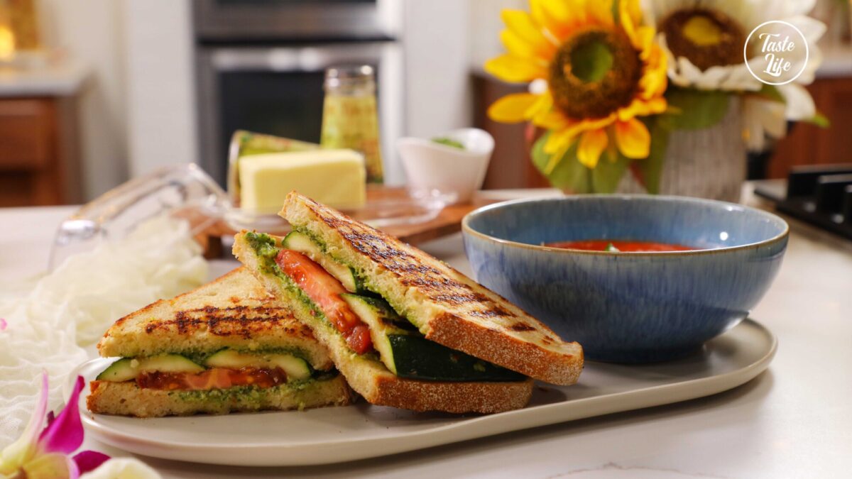 Grilled Zucchini & Pesto Sandwich With Creamy Tomato Soup | brunch | meal ideas | meal prep | Taste 