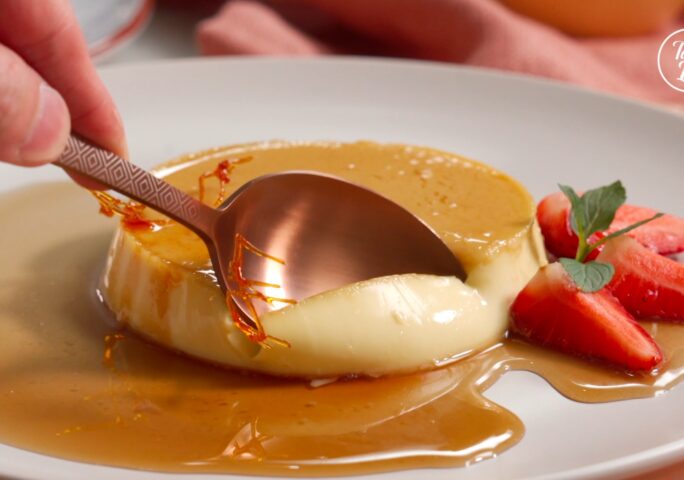 Premium Photo  Creme caramel condensed milk pudim with melting