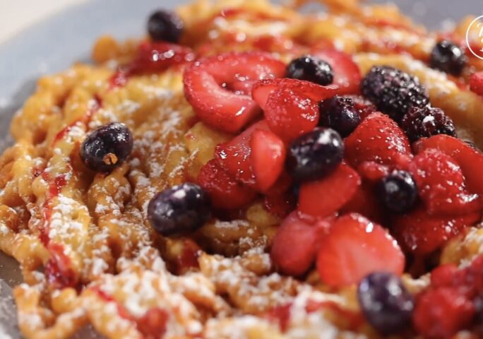 Funnel Cake With Mixed Berry Topping
