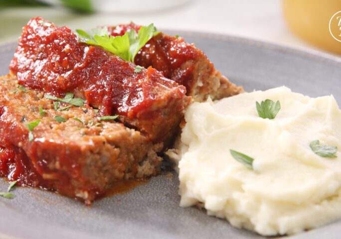 Pork and Beef Meatloaf and Garlic Mashed Potatoes