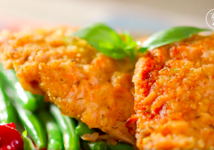 Walnut Crusted Chicken Breast with Tomato Cherry Sauce