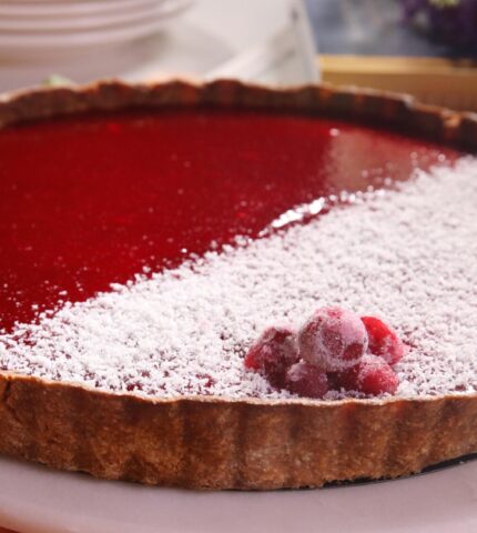 White Chocolate, Cranberry, and Gingerbread Tart