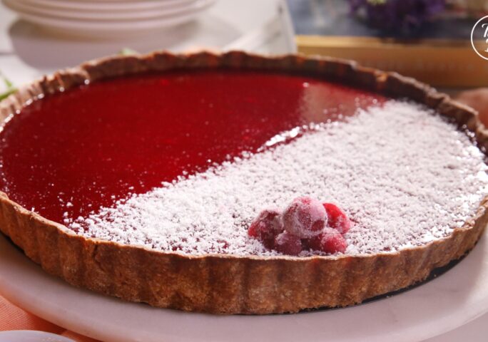 White Chocolate, Cranberry, and Gingerbread Tart