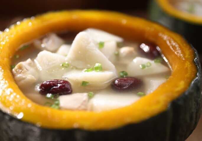 Immunity-Boosting Chicken Soup in Mini Pumpkin Bowl