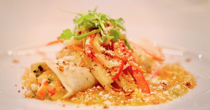 Lobster Taco With Yellow Tomato Salsa and the Jicama Carrot Salad