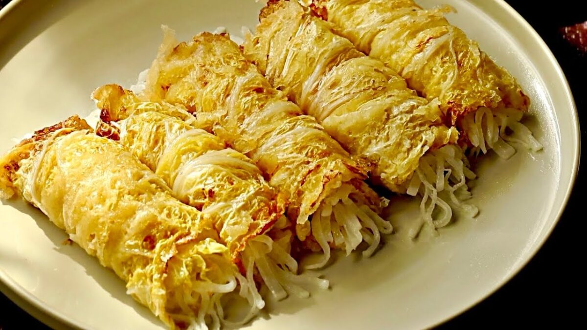 Napa cabbage roll Jeon (Korean pancakes) napa Cabbage jeon