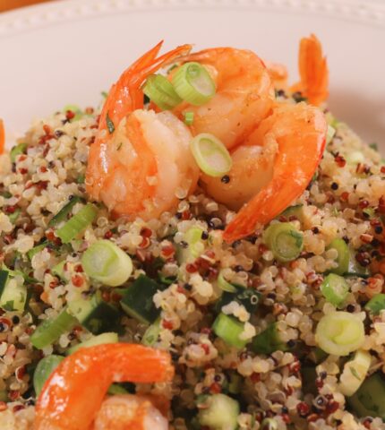 Quinoa Salad with Lime Ginger Dressing and Shrimp