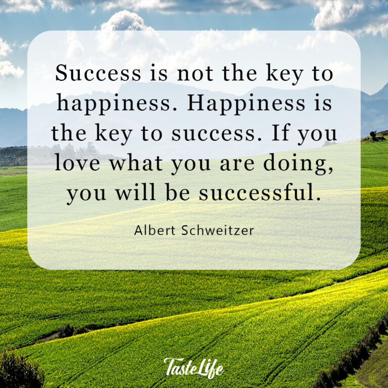 Success is not the key to happiness. Happiness is the key to success. If you love what you are doing, you will be successful. – Albert Schweitzer