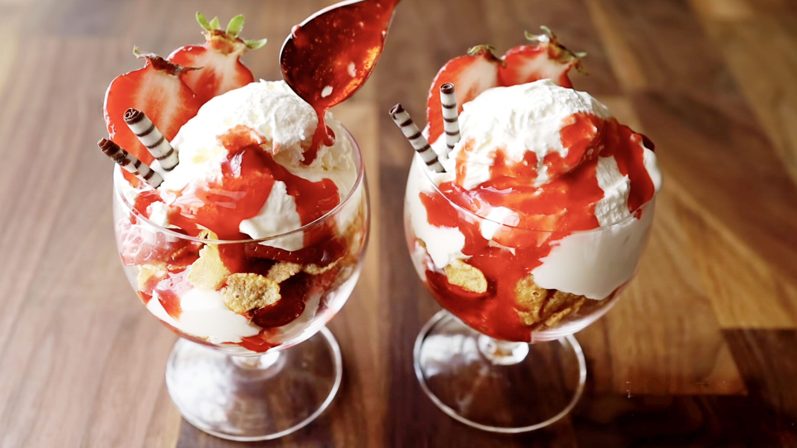 Strawberry Yogurt Parfait with Homemade Ice Cream, ice cream, yogurt