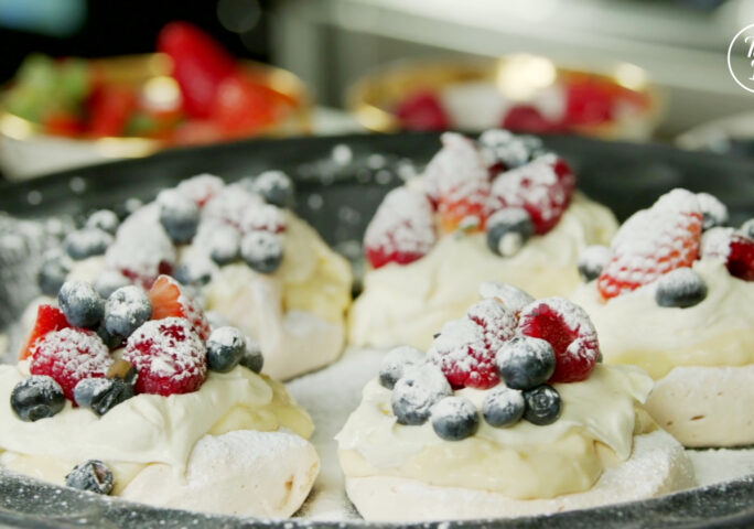 Pavlova With Whipped Cream and Berries